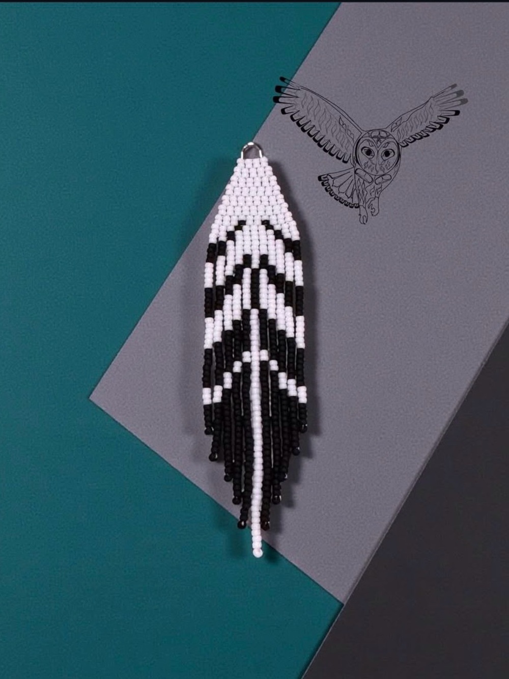 Tall Pine in the Midnight Beaded Fringe Earrings. New.